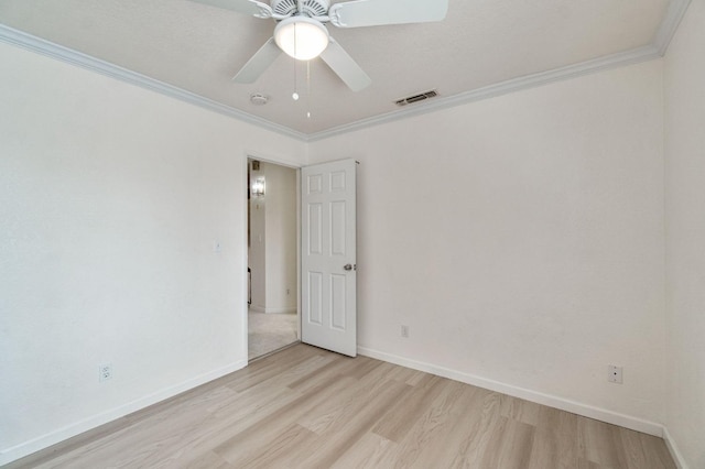 467 E Alluvial Ave Unit 106, Fresno, CA 93720 - spare room with light wood-style floors, crown molding, baseboards, and a ceiling fan