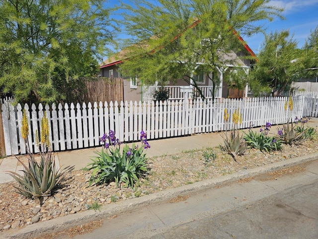 view of front facade featuring a fenced front yard