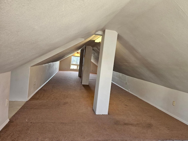 125 N Lincoln, Coalinga, CA 93210 - bonus room featuring a textured ceiling, carpet, lofted ceiling, and baseboards