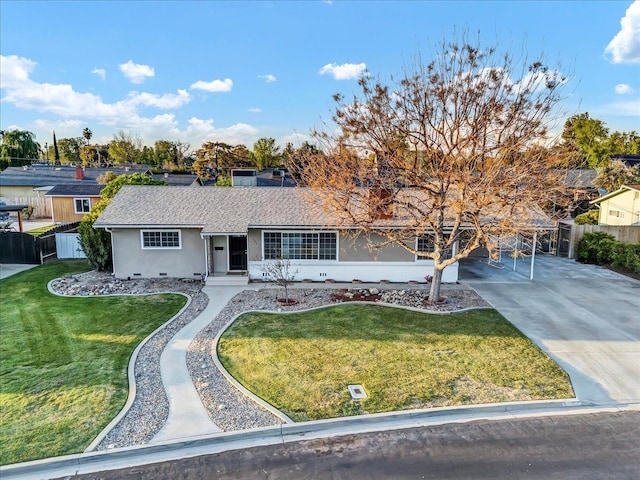 230 E Sycamore Dr, Hanford, CA 93230 - single story home featuring a front lawn, fence, and stucco siding