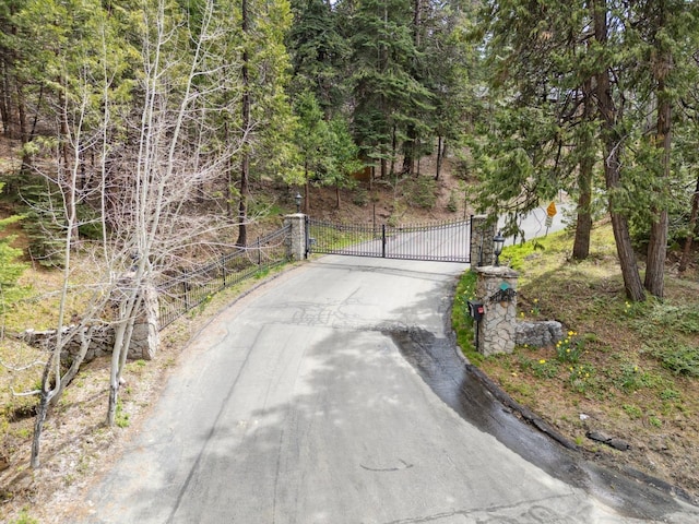 view of street featuring a gate