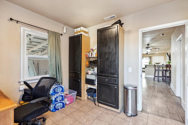 555 S Sierra Vista Ave, Fresno, CA 93702 - office space with light tile patterned floors, visible vents, and ceiling fan