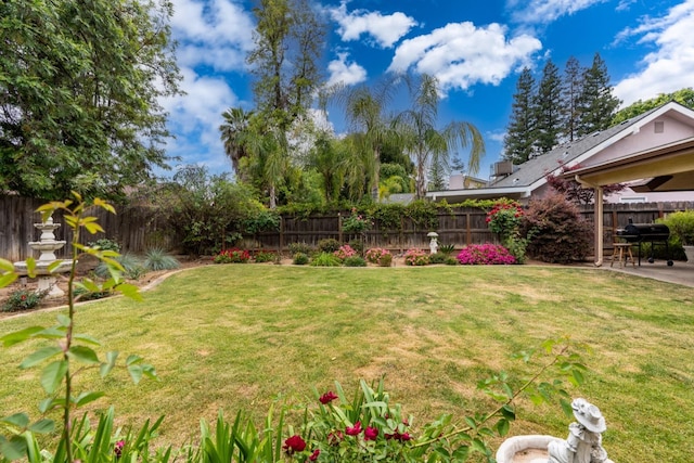 167 W Quincy Ave, Fresno, CA 93711 - view of yard with a fenced backyard and a patio area