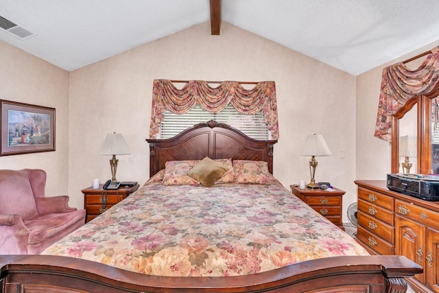 167 W Quincy Ave, Fresno, CA 93711 - bedroom with visible vents and lofted ceiling with beams