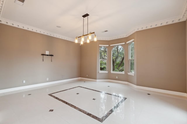 4918 W Bluff Ave, Fresno, CA 93722 - spare room featuring visible vents, a chandelier, and baseboards