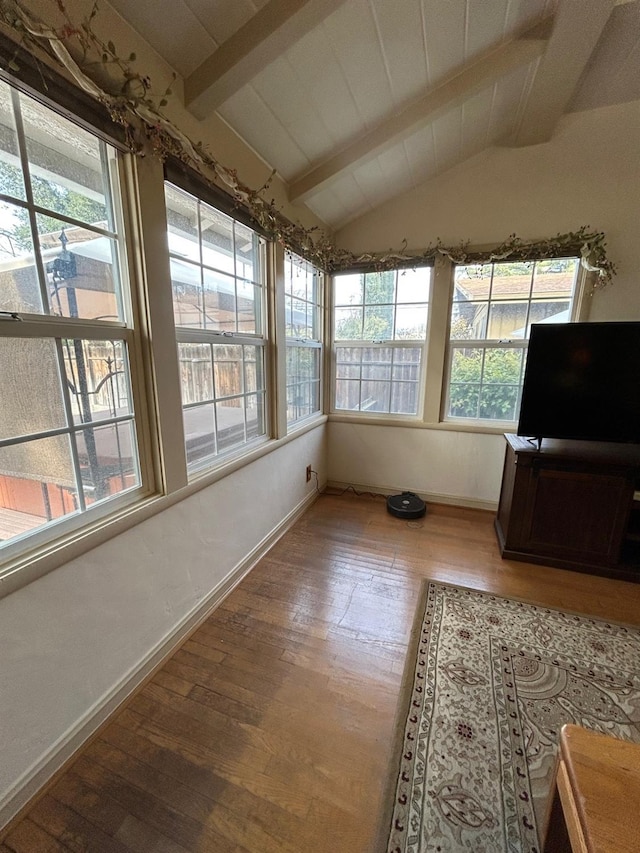523 W Yosemite, Madera, CA 93637 - unfurnished sunroom featuring beamed ceiling
