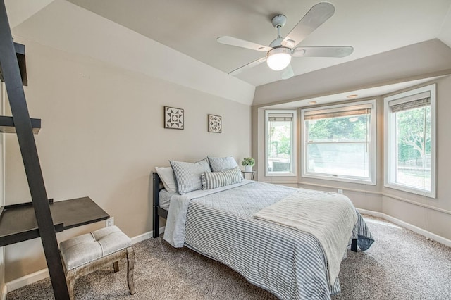 bedroom featuring baseboards, carpet, and a ceiling fan