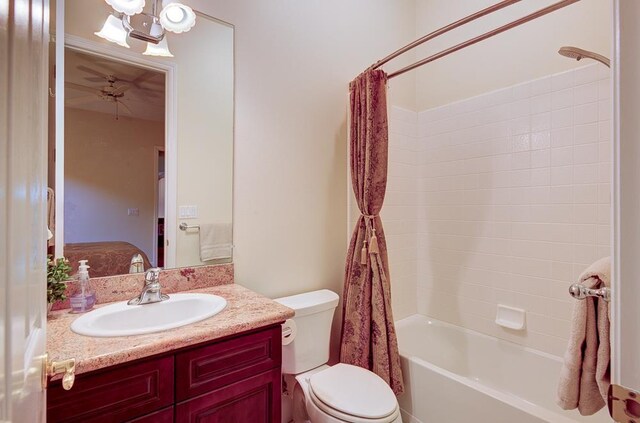 172 Omaha Ave, Clovis, CA 93619 - ensuite bathroom with toilet, shower / bathtub combination with curtain, and vanity