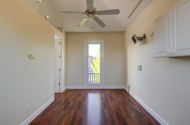172 Omaha Ave, Clovis, CA 93619 - empty room with wood finished floors, ceiling fan, and baseboards