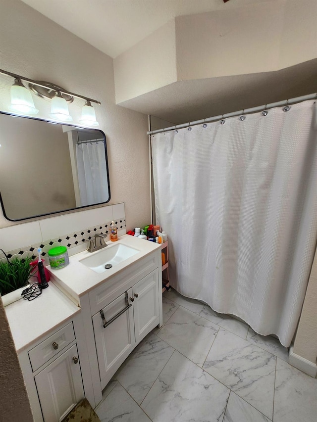 27357 San Jose Ave, Madera, CA 93637 - full bathroom featuring vanity and marble finish floor