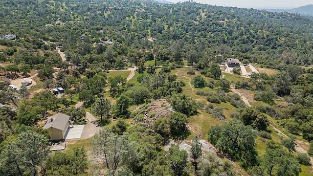 drone / aerial view featuring a view of trees
