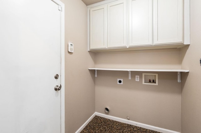 4650 W Chennault Ave, Fresno, CA 93722 - laundry room with baseboards, electric dryer hookup, hookup for a gas dryer, washer hookup, and cabinet space