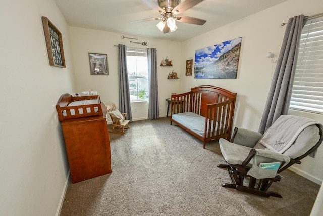 1845 George Ave, Sanger, CA 93657 - carpeted bedroom with baseboards and a ceiling fan