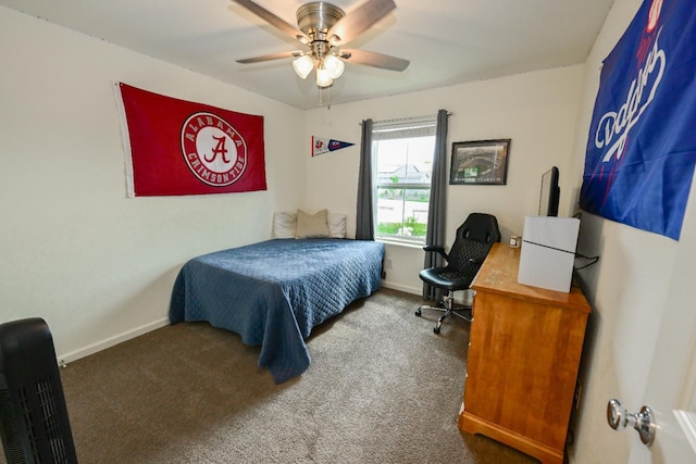 1845 George Ave, Sanger, CA 93657 - bedroom featuring baseboards, carpet, and a ceiling fan