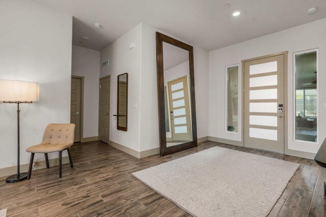 855 Groveland Ave W, Madera, CA 93636 - entryway featuring baseboards, recessed lighting, wood finished floors, and visible vents