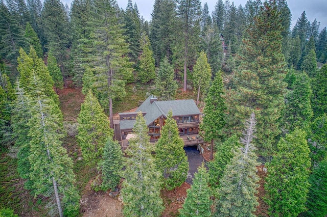 40596 Wild Iris Ln, Shaver Lake, CA 93664 - drone / aerial view featuring a forest view