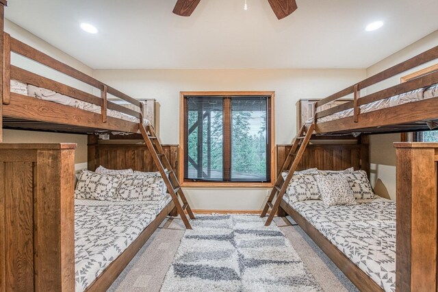 40596 Wild Iris Ln, Shaver Lake, CA 93664 - bedroom featuring baseboards, a ceiling fan, and recessed lighting