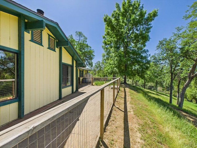 view of side of home with a chimney