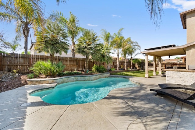 1389 Vineyard Pl, Hanford, CA 93230 - view of pool with a fenced backyard, a fenced in pool, and a patio