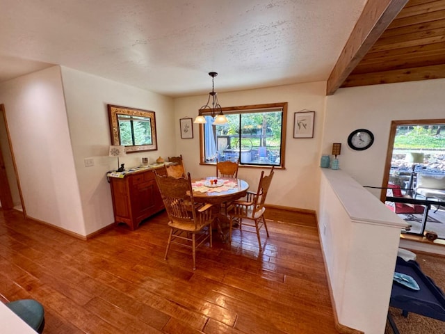 dining room featuring baseboards, a healthy amount of sunlight, and hardwood / wood-style flooring