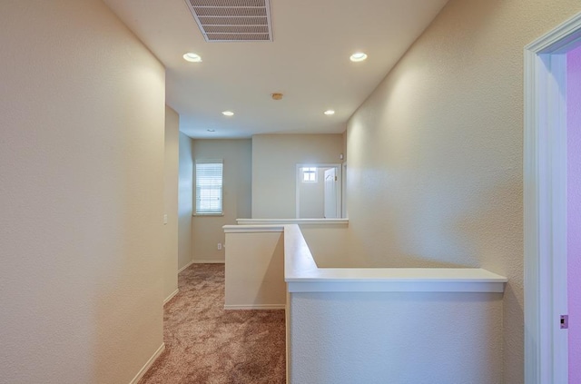 619 W Casanova Ln, Clovis, CA 93619 - corridor featuring carpet floors, recessed lighting, baseboards, and an upstairs landing