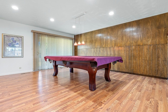 6154 E Alta Ave, Fresno, CA 93727 - playroom featuring pool table, baseboards, recessed lighting, and light wood-style flooring