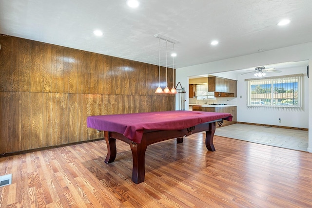6154 E Alta Ave, Fresno, CA 93727 - game room with light wood-type flooring, recessed lighting, a sink, and pool table