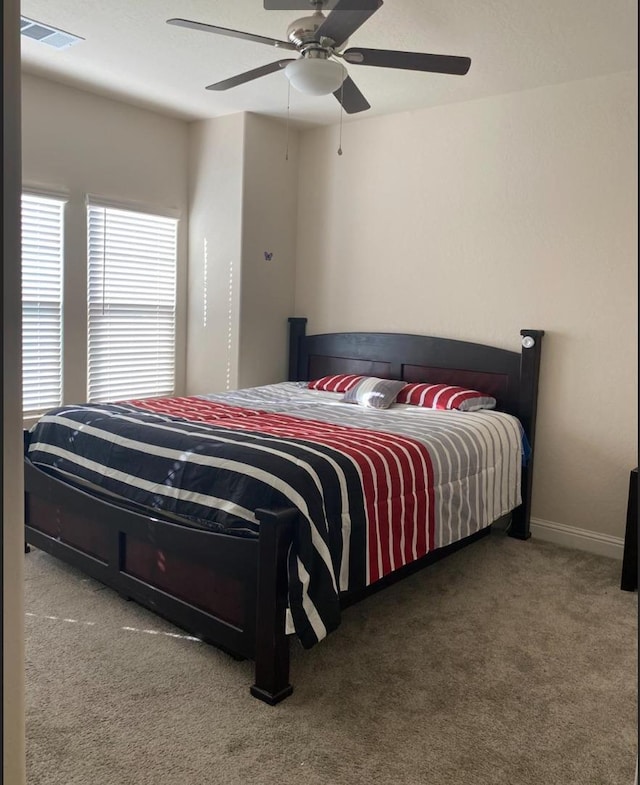 5244 W Fern Ave, Fresno, CA 93722 - bedroom featuring a ceiling fan, carpet flooring, and visible vents