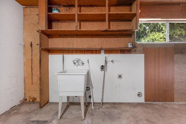 room details with unfinished concrete flooring