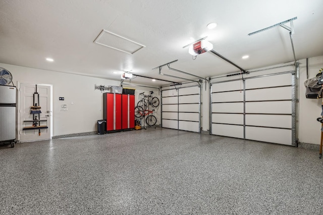 garage with a garage door opener