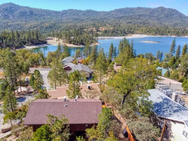 56406 Marina View Way, Bass Lake, CA 93604 - aerial view featuring a water and mountain view and a view of trees