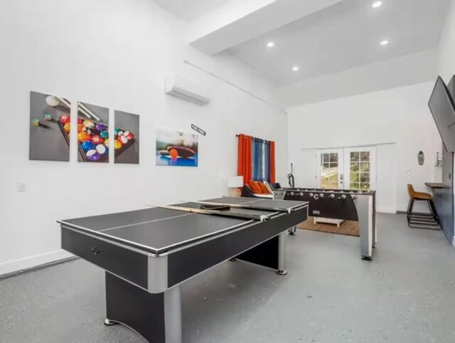 56406 Marina View Way, Bass Lake, CA 93604 - playroom with recessed lighting, baseboards, finished concrete floors, and french doors