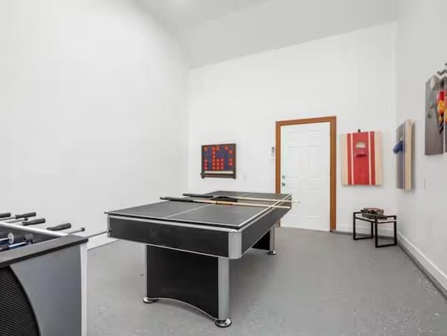 56406 Marina View Way, Bass Lake, CA 93604 - rec room featuring concrete flooring, baseboards, and billiards