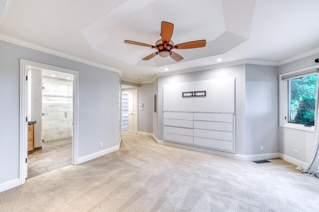 1409 W Big Sandy Rd, Fresno, CA 93711 - unfurnished bedroom with baseboards, ornamental molding, recessed lighting, and light carpet