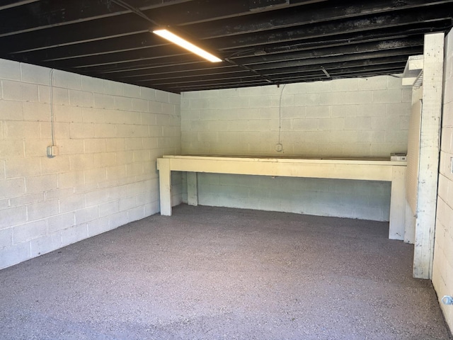 view of unfinished basement