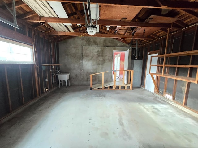 garage with a garage door opener