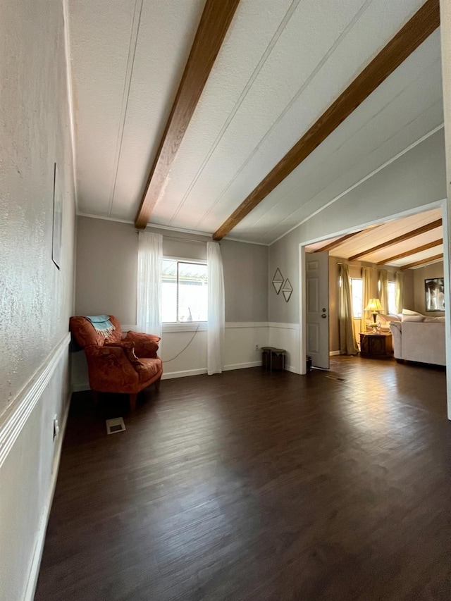 860 E Grangeville Blvd Unit 153, Hanford, CA 93230 - living area with dark wood-style floors and a wainscoted wall