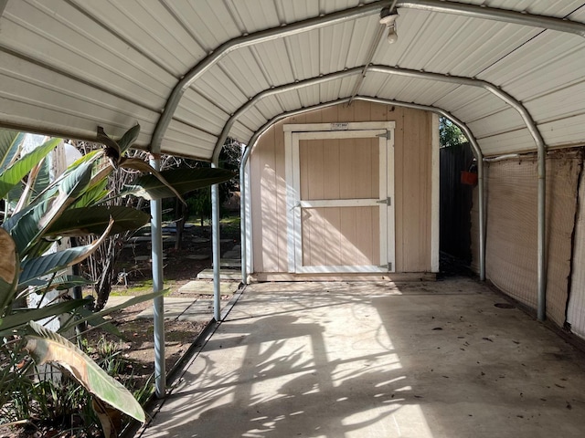 view of shed
