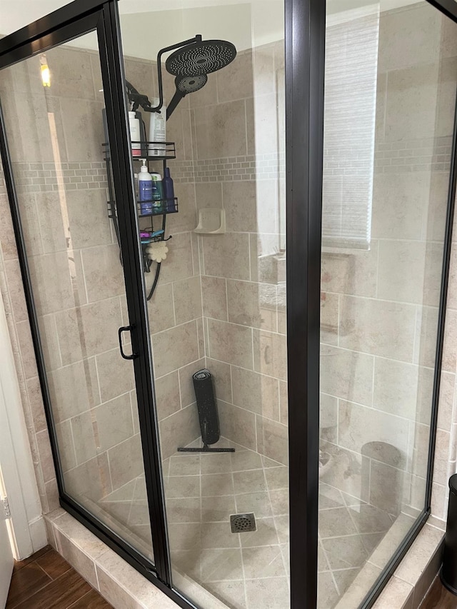 9552 N Whitehouse Dr, Fresno, CA 93720 - full bath with a shower stall and wood finished floors