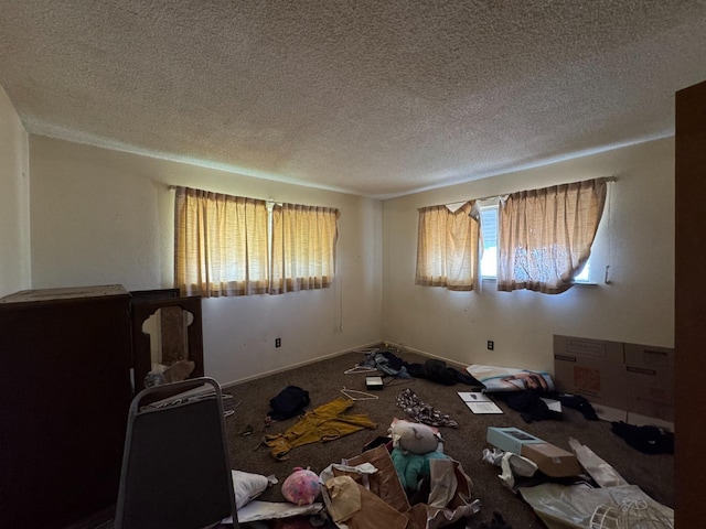 interior space with a textured ceiling