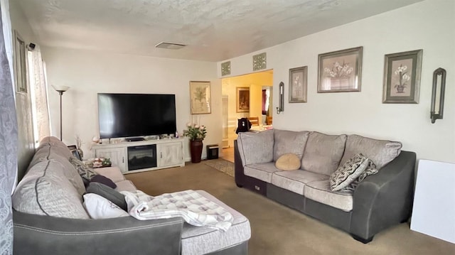 view of carpeted living area