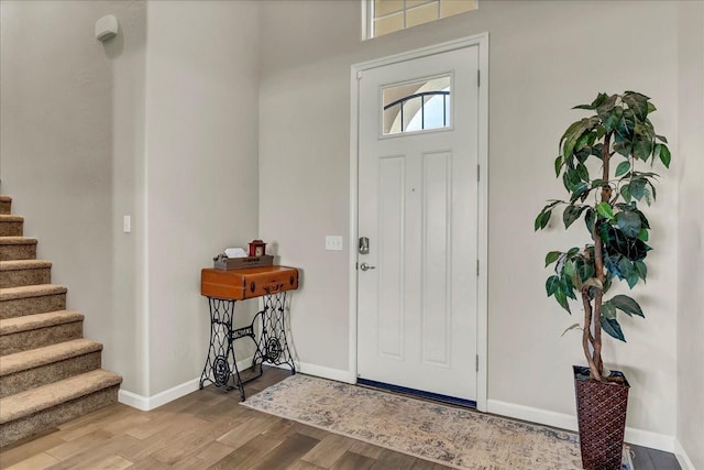 1938 W Van Gogh St, Hanford, CA 93230 - foyer entrance with baseboards, stairs, and wood finished floors