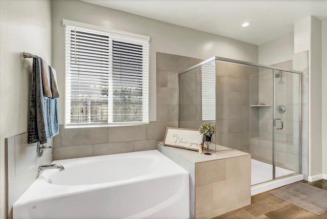 1938 W Van Gogh St, Hanford, CA 93230 - full bath featuring a garden tub, a stall shower, and wood finished floors