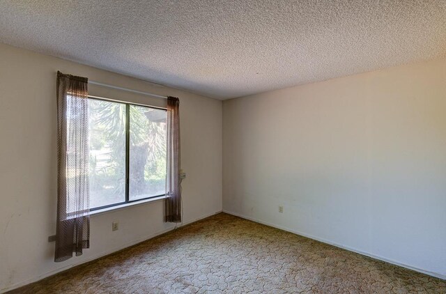 unfurnished room with carpet floors and a textured ceiling
