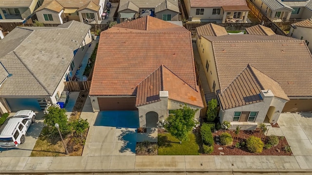 drone / aerial view with a residential view