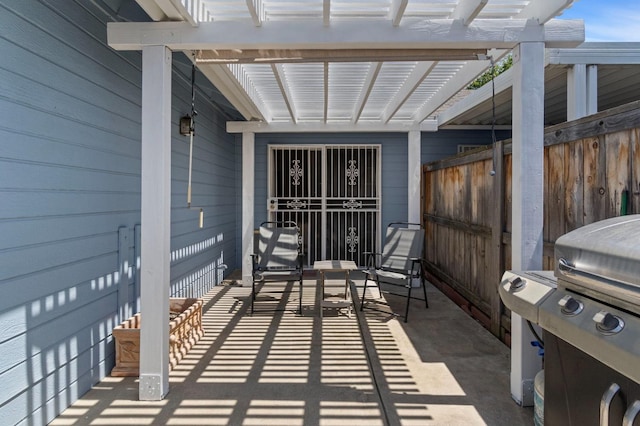 view of patio / terrace featuring a pergola