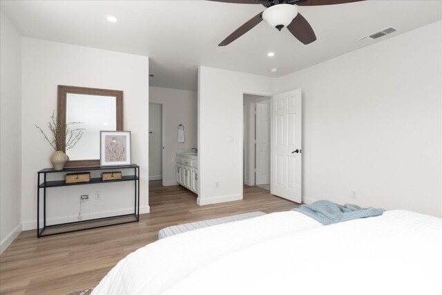 42968 Ranger Circle Dr, Coarsegold, CA 93614 - bedroom with recessed lighting, baseboards, visible vents, and light wood-type flooring
