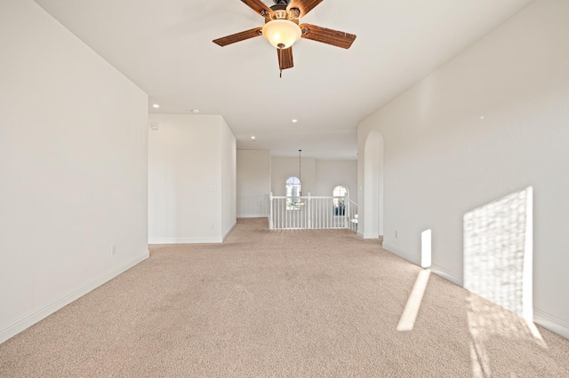 11340 N Via Verona Way, Fresno, CA 93730 - unfurnished room with recessed lighting, ceiling fan, light colored carpet, and baseboards