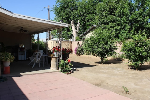 1939 S Sierra Vista Ave, Fresno, CA 93702 - view of patio / terrace with a fenced backyard and ceiling fan