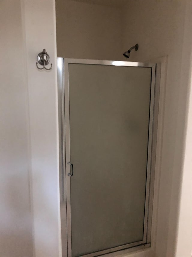 bathroom with a stall shower
